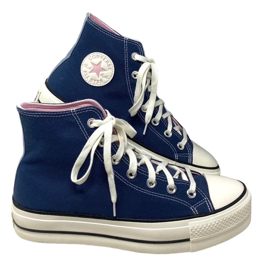Converse Ctas Lift Platform Casual Sneaker Blue Pink Canvas Women's Size A03821C